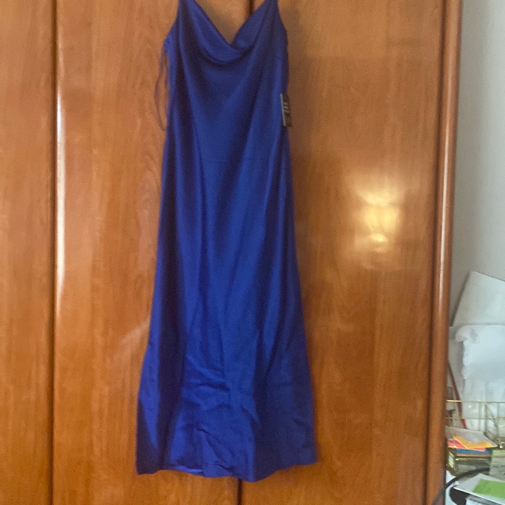 Satin cowl neck mid slip dress